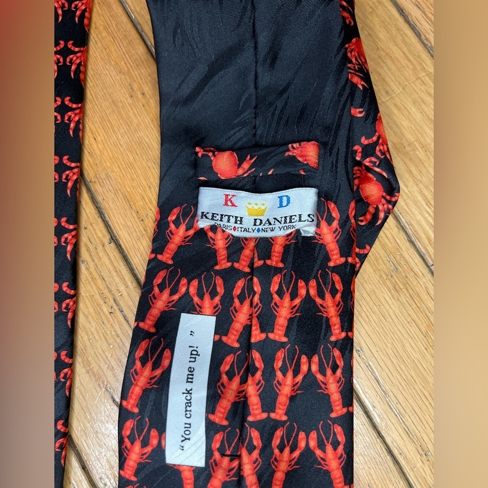 Seafood Dinner Men's Necktie Lobster Crab Shrimp Restaurant Food red Neck Tie - Picture 3 of 6